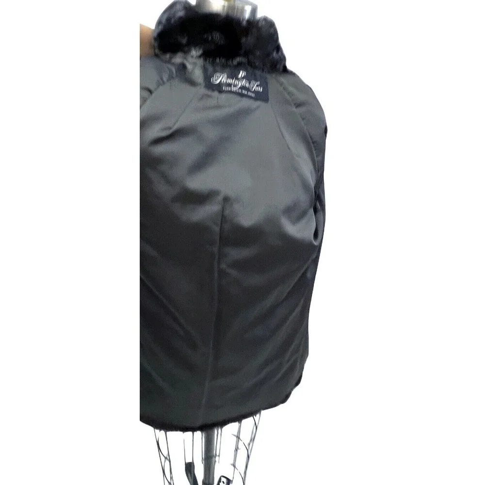 Mob wife Flemington Furs Mink Fur Ranch Natural Blk Mint Sz S/M Matching Hat vtg - Picture 6 of 16